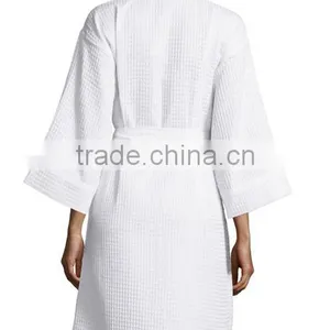 Wholesale Cheap Sexy Classical Style Women White Homme Hotel Waffle Bathrobe thumbnail-2