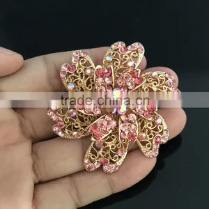 Zinc Alloy Color AB Rhinestone Flower Brooch Pin,Crystal Brooches For Decoration thumbnail-6