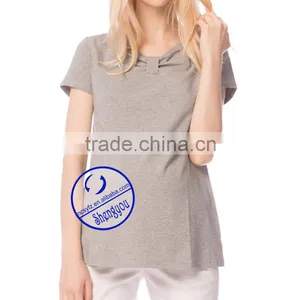 Custom Spandex Cotton Plain Blank Short Sleeve Maternity t Shirt thumbnail-3