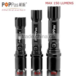 POPPAS 812/814/802 XPE 3w Led Zoom Rechargeable Flashlight thumbnail-1