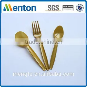 Plastic ps Gold Luxury Fork Spoon thumbnail-1