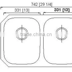 Double Bowl Shape 7447A Jiangmen Manufacturer Stainless Steel Undermount Utility Sink for Kitchen Countertop thumbnail-3