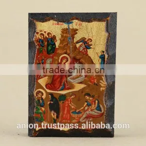 Greek & Russian Orthodox Wooden Icon. Jesus Birth. Small Size. thumbnail-2