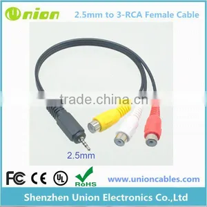 2.5mm AV Male to 3RCA Female M/F Audio Video Cable Stereo Jack Adapter Cord thumbnail-1