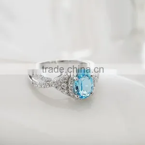 Exquisite 925 Silver Wedding Oval Shape Sky Blue Topaz Ring .natural Gemstone Ring thumbnail-2