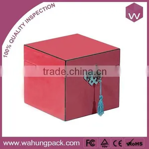 Square White Glossy Finishing Wooden KeyLock Gift Box For Jewellery thumbnail-2