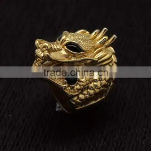 Crystal Stainless Steel Gold Plated Eternity Rings Huge Dragon Head Design Finger Ring Most Popular thumbnail-3