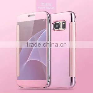 For Samsung Galaxy S7 S7 Edge Flip Slim Mirror View Electroplating Mirror Hard Clear Transparent Mirror Case Cover thumbnail-3