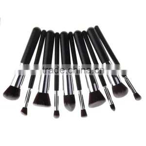 10 Pcs Silver Black Synthetic Kabuki Makeup Brush Set Cosmetics Foundation Blending Blush Makeup Tool thumbnail-3