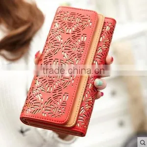 Fashion Hollow Out Design Paper Women Wallet With Custom Pattern , Chinese Paper Cut Design Lady Girl Wallet With Magnet Closure thumbnail-4