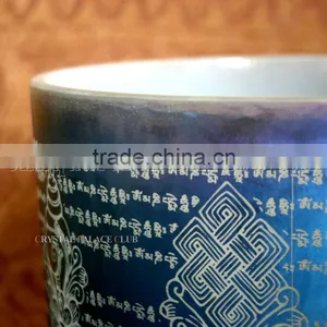 Frosted Quartz Crystal Singing Bowls With Design and Colorful and Musical Note thumbnail-2