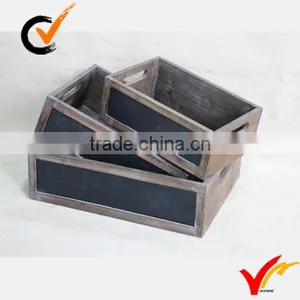 Small Recycled Antique Set 3 Chalkboard Distressed Wood Storage Box thumbnail-1