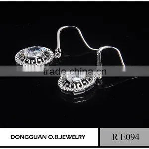 Crystal 925 Sterling Silver Zircon Earring Jewelry With Rhinestone thumbnail-2