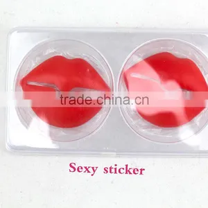 Junyan Sexy Women Adhesive Red Mouth Silicone Nipple Pad Nipple Pasties thumbnail-3