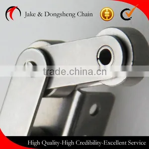 Double Pitch Conveyor Chains Inox SS304 C2042 for Food Line Machine Large/big Rollers With Attachments Straight Plate thumbnail-2