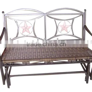 Metal Rattan Outdoor Mosaic Back Furniture Bench thumbnail-1