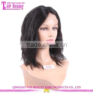 2016 New Arrival Hot Sale Short Brazilian Hair Full Lace Wig 12inch Natural Wave Short Human Hair Wig for Black Women thumbnail-4