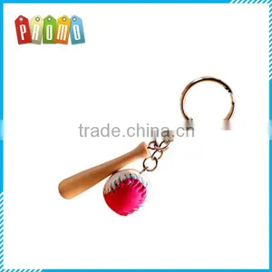 Wholesale Mini Wooden Baseball Bat Key Chain, PU Baseball Set Key Ring thumbnail-1