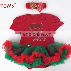 New Arrival Boutique Baby Petti Lace Romper Christmas Tree Pattern Romper and Dress thumbnail-3