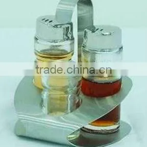 Glass Oil and Vinegar Bottle Set With Stand thumbnail-1