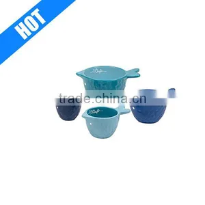 Cheap Porcelain Ceramic Blue Fish Measuring Cup Set thumbnail-1