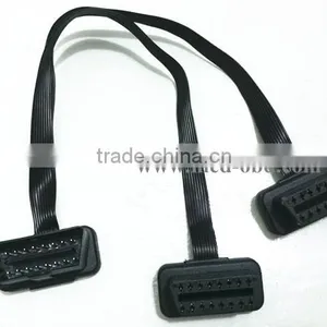 Flat OBD2 Spitter Y Cable Right 16pin Male to 2 Pieces 16pin Female thumbnail-1