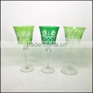 6 oz -12 oz Green Series Hand Cut Home Daily Used Wine Glass With Polished Blue Stem thumbnail-6