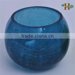 Handmade Crackle Round Colored Glass Fish Bowl thumbnail-2