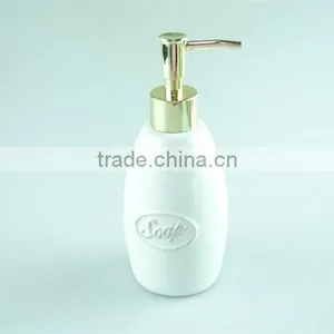 Ceramic Bathroom Vanity Set 2 /lotion Dispenser & Tumbler, Gold Dispenser thumbnail-3