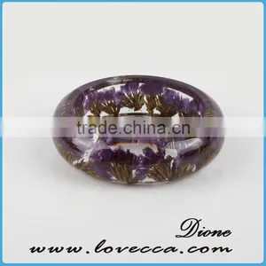 Handmade Botanical Resin Bangle Bracelet With Real Dried Flower, Preserved Resin Flower Bangle thumbnail-4