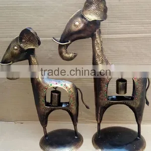 IRON PAINTED ELEPHANT WITH BELLS SET OF 2 thumbnail-1