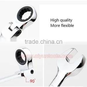 FLEXIBLE HEAD Ratchet Wrench Set Combination Spanner Kit Open Ended and Ratchet Ring Great Double Ended Combi Spanners thumbnail-4