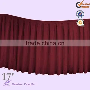17' Burgundy Polyester Table Skirts thumbnail-1