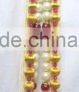 LONG Gold Plated Pearl Beads Necklace EARRING Set thumbnail-3
