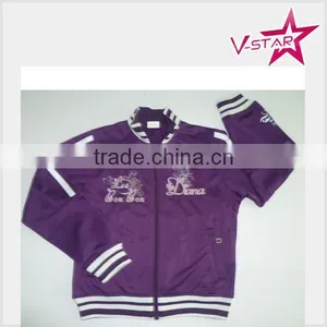 Ladys Tricot Jacket Whlesale Sports Jacket Purple Tricot Fleece Jacket thumbnail-1