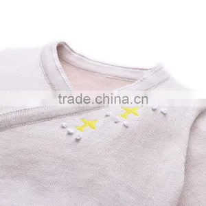 100% Cotton Baby Sweat Suit With Crochet Plane Baby Clothes thumbnail-4