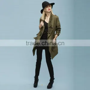 2014-2015 Ladies Trench Coats Green Fashion Spring Trench thumbnail-2
