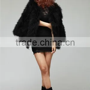 2016 Hot Sale Sweetangel Ostrich Wool Fur Wool Large Size Women Coat Feather Fur Women Jacket Womens Winter Overwear thumbnail-2