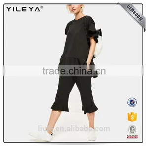 Hot Selling Custom Pink Short Sleeve Frill Trim New Design t Shirts thumbnail-2