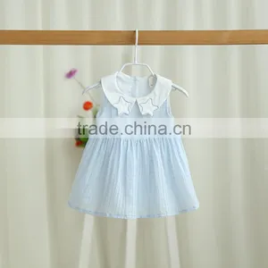 Wholesale Doll Collar Solid Color Cotton Summer Tutu Baby Girl Dress thumbnail-3