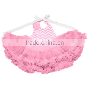 Top Design Children Girls Chevron Children Halter Neck Dress With Pink Tutu Dress thumbnail-1