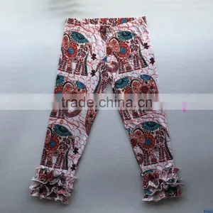2017 Autumn New Woman Icing Style Leggings Wholesale Ladies Stripe Cotton Knitted Trousers Adult Girls Long Capris Pants Ruffle thumbnail-5