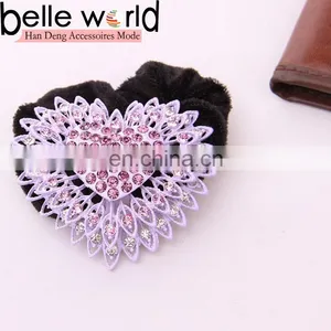 Fashion High Elasticity Heart-shape Rhinestone Fabric Hair Band thumbnail-1