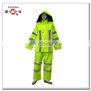 Reflective Yellow Road Man Worker 300D Oxford Rainsuit thumbnail-1