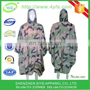 High Quality Outdoor Jungle Military Camouflage Rain Poncho With Hood thumbnail-1