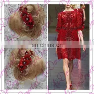 Aidocrystal Red Wedding Hairpiece Hair Flower With Pearl Hair Comb thumbnail-2
