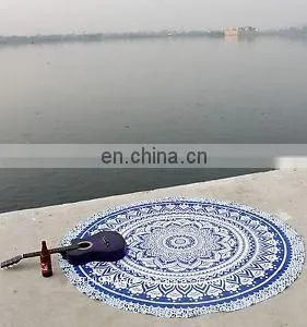 Hippie Ombre Mandala Round Ethnic Indian Handmade Tapestry Yoga Mat Towel thumbnail-1