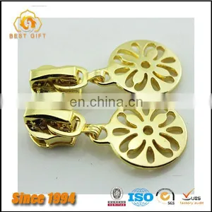 Wholesale Custom Cheap Garment Accessories Jacket Gold Metal Logo Zippers thumbnail-6