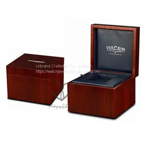 Wholesale Luxury Red Paint Vintage Storage Box Small Single Glossy Wooden Watch Box thumbnail-1