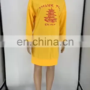 Thank You Enjoy Letter Print Sweatshirt Dress Women Casual Round Neck Long Sleeve Loose Vestidos Streetwear Workout Mini Dresses thumbnail-1